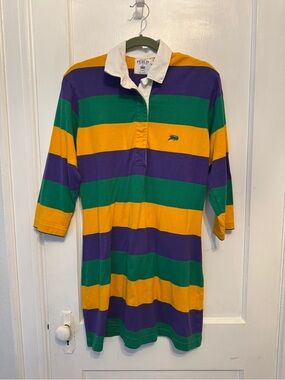 Women’s Striped Rugby Dress in Purple/Green/Gold LSU